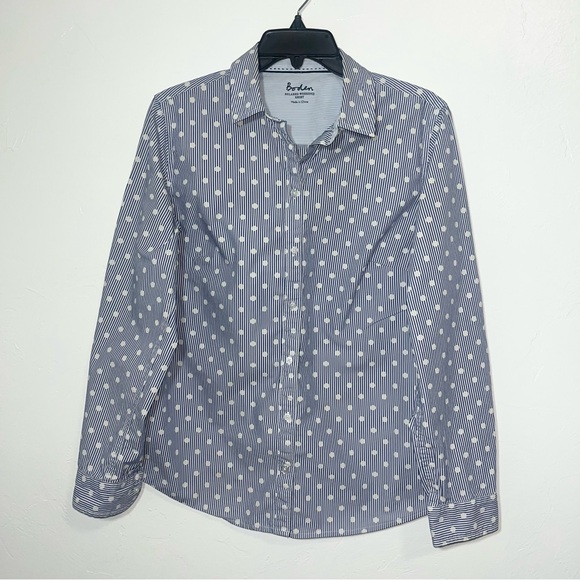 Boden Long Sleeve Casual Polka Dot Button Down Shirt Size 10 - Picture 2 of 8